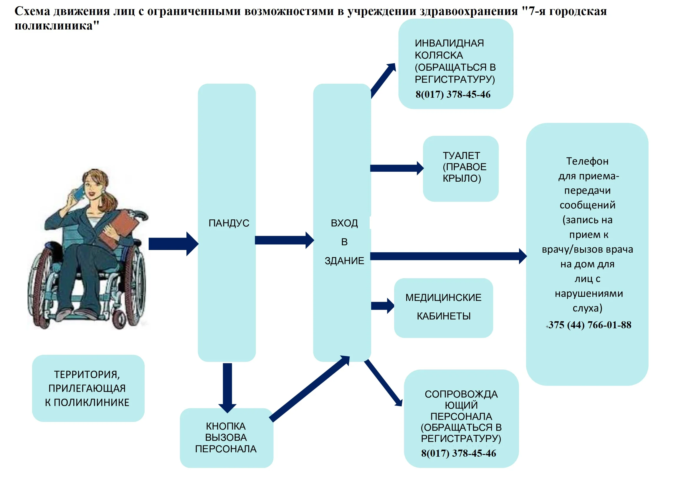 Схема движения лиц с ограниченными возможностями в учреждении здравоохранения «7-я городская поликлиника»